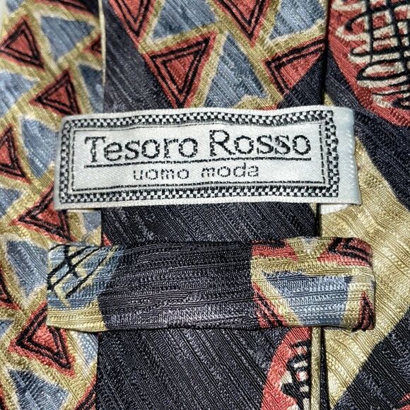 Vtg 90s  Tesoro Rosso funky silk tie - Picture 4 of 6